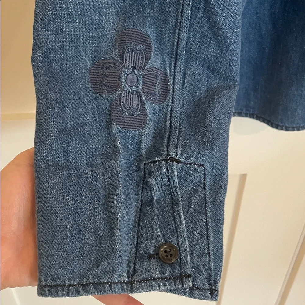 NEW COMMAS denim cotton and hemp tie front shirt Australian brand